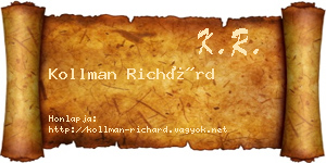 Kollman Richárd névjegykártya